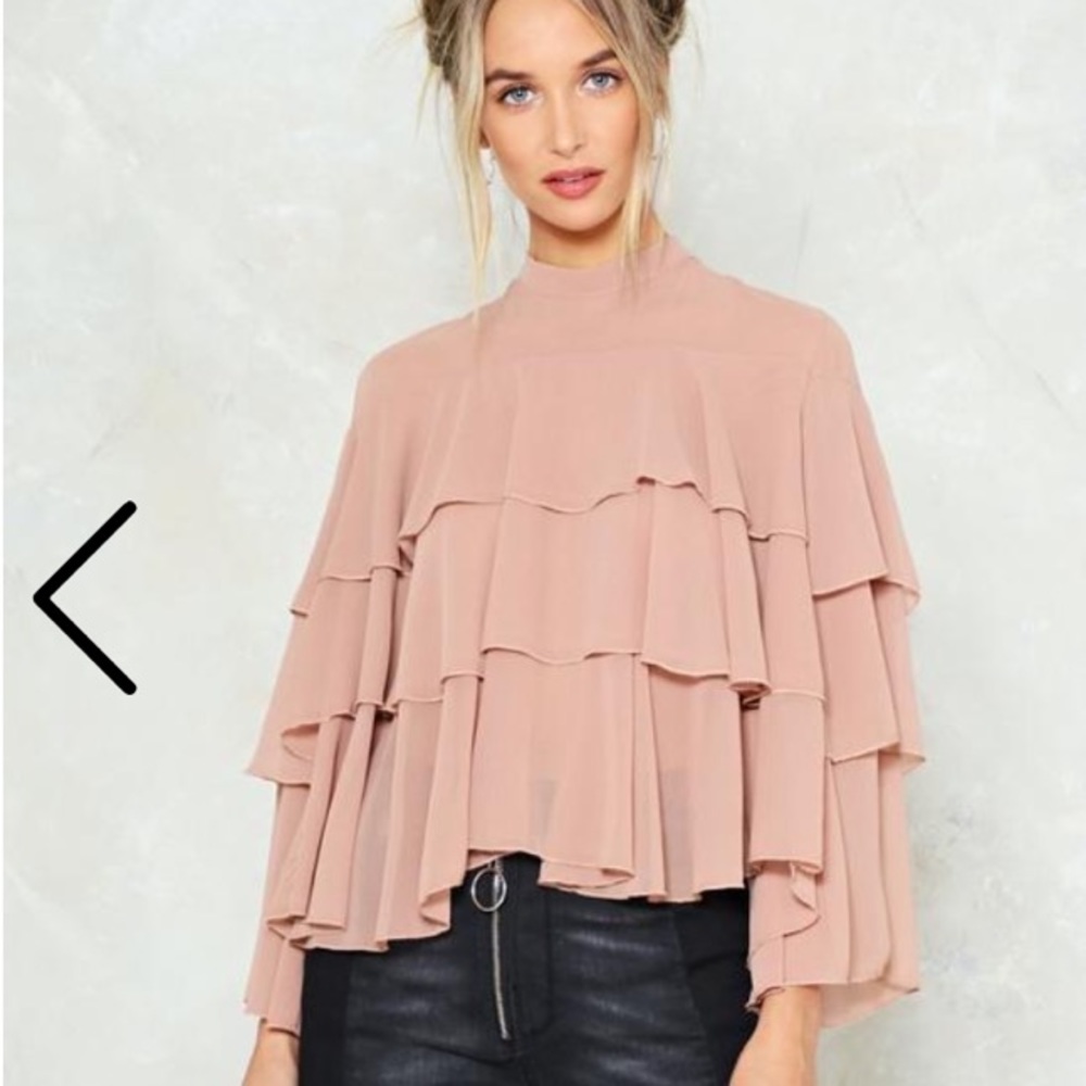 Nasty Gal Dry My Tiers Ruffle Blouse